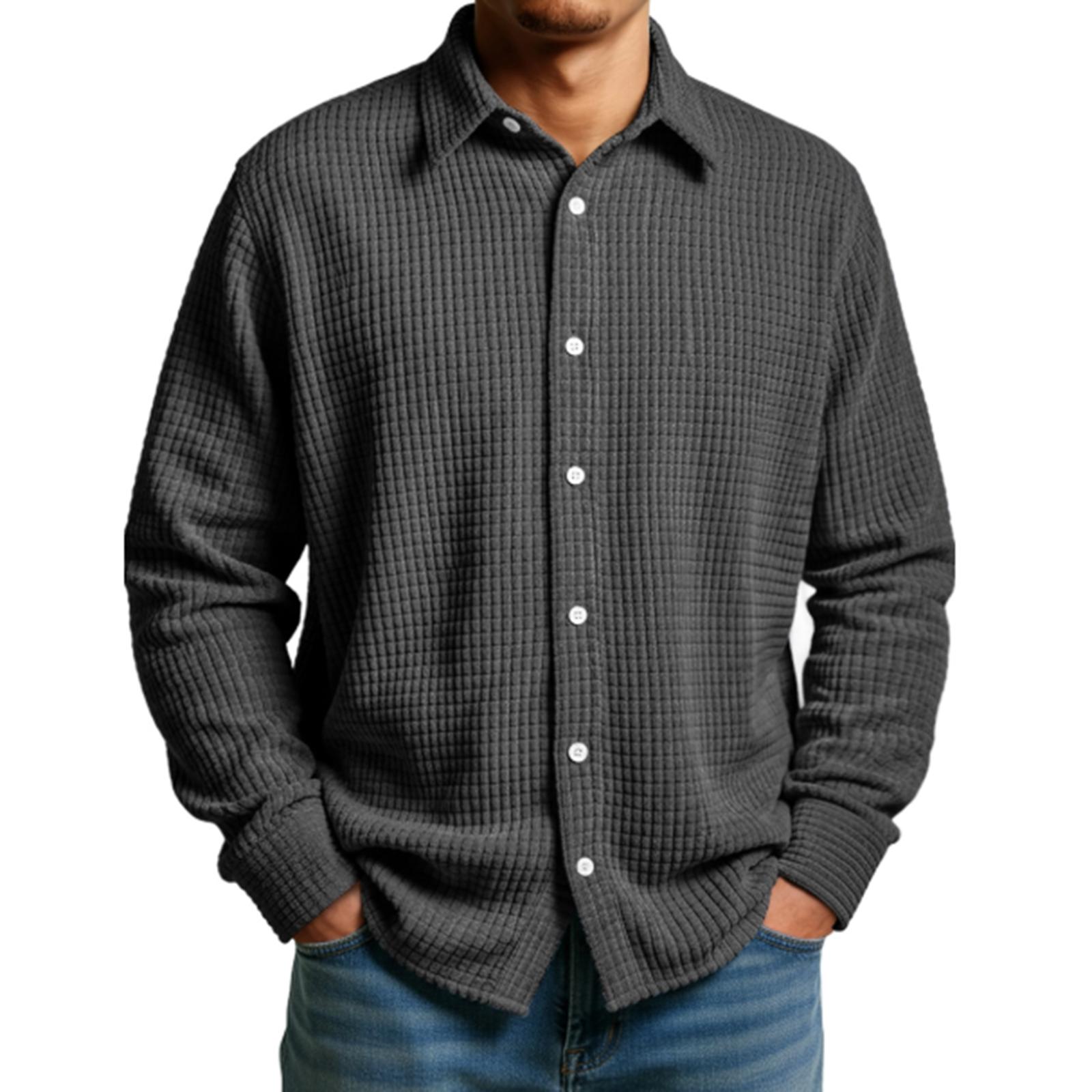 Men s Retro  Check Casual Pocket Long-Sleeve Shirt XXXL чёрный