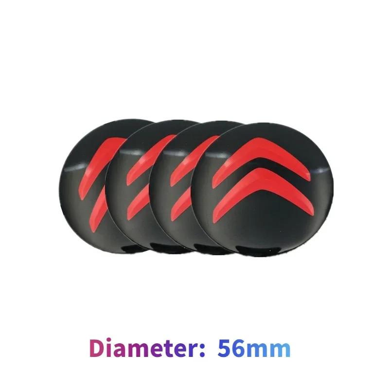 

56mm Car Wheel Center Hub Caps Stickers Decals for Citroen C1 C2 C3 C4L C5 DS3 Jumpy Picasso Berlingo Saxo Xsara C-ELYSEE