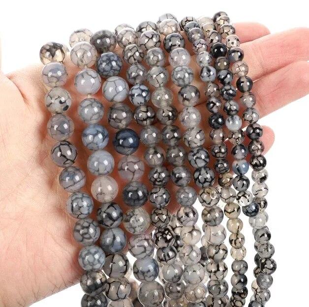 30pcs Natural Stone Beads Blue Tiger Eye Agate Turquoise Rose Quartz Lapis Jade Opal Round Loose Beads for Jewelry Making DIY Bracelet 6mm