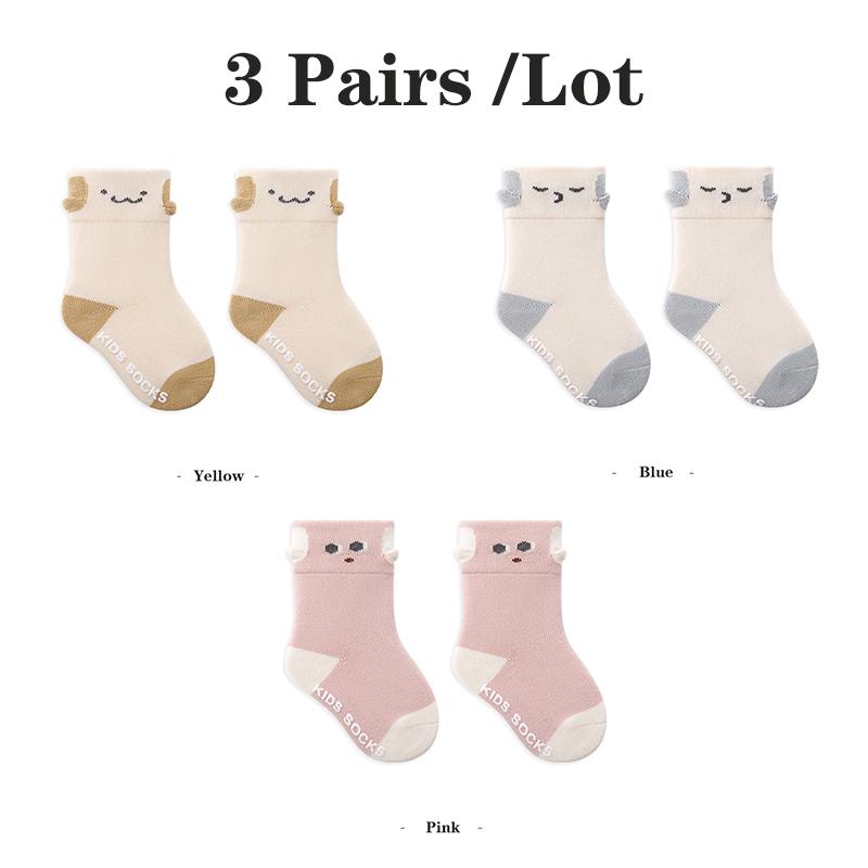 3 Pairs Baby Cartoon Socks Knit Soft Cotton Warm Kids Tube Socks Cute Dog Infant Toddler Socks For Boys Girls
