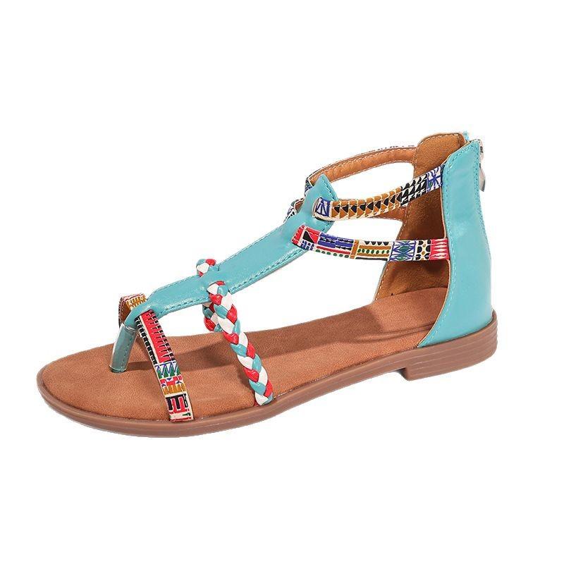 New summer sandals bohemian ethnic style colorful spell large size flat sandals