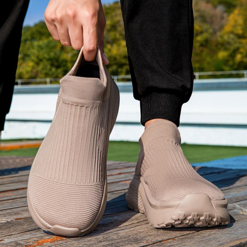 Flash wear lace-free lazy casual shoes outdoor non-slip wear-resistant fly-woven mesh socks shoes