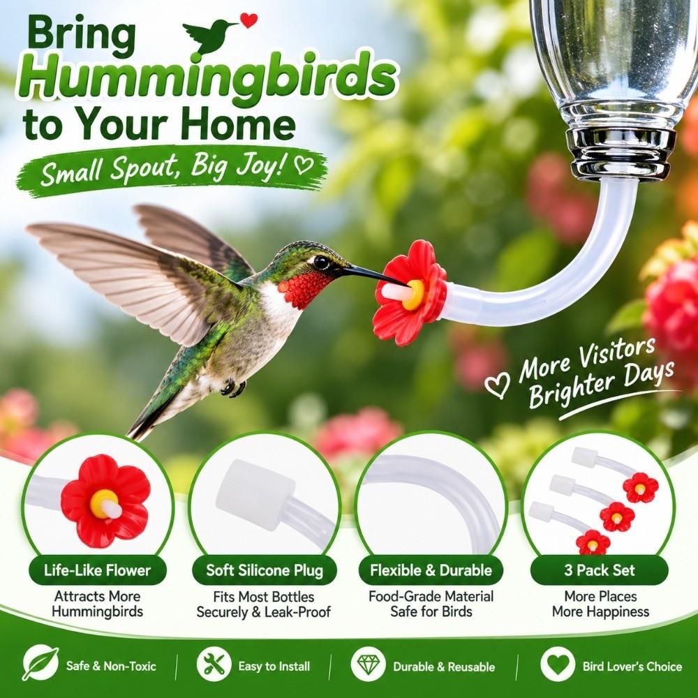 3PCS ABS Replacement Feeding Tubes Rubber Stopper Hummingbird Feeder Parts DIY Custom Feeders