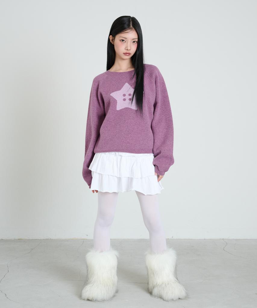 Isjabaibeu Star Button Knit - Pink