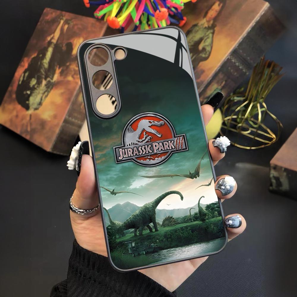 Jurassic Park Dinosaur Phone Case For Samsung Galaxy S25 S24 S23 S22 S20 S21 Note20 Ultra Plus Fe Colored Silver Cover