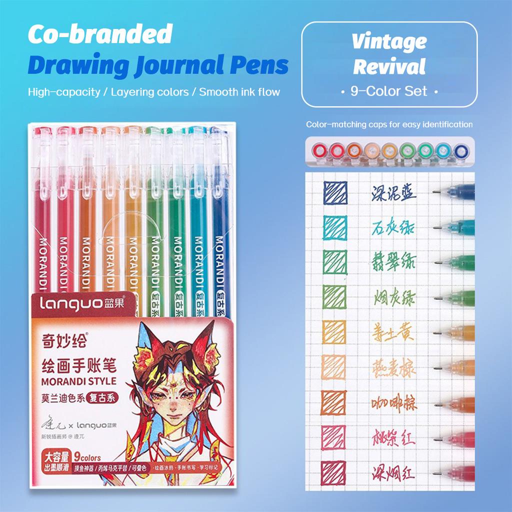 6/9pcs Set Languo Morandi Gel Pens 0.5mm Kawaii Pastel Set for Students Diary Scrapbook Painting & Drawing Pen School Supplies
