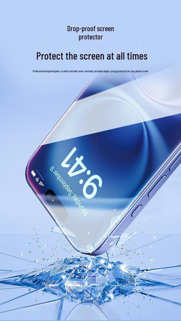 Azeada HD Tempered Glass Anti-Peep Screen Protector for iPhone 15/iPhone 16 Pro - Dust-Free, Instant Application