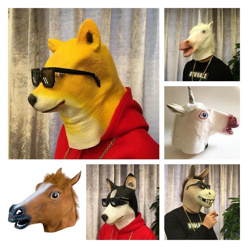 Horse Head Mask Halloween Animal Rubber Party Cosplay Costume  Accessory Adult