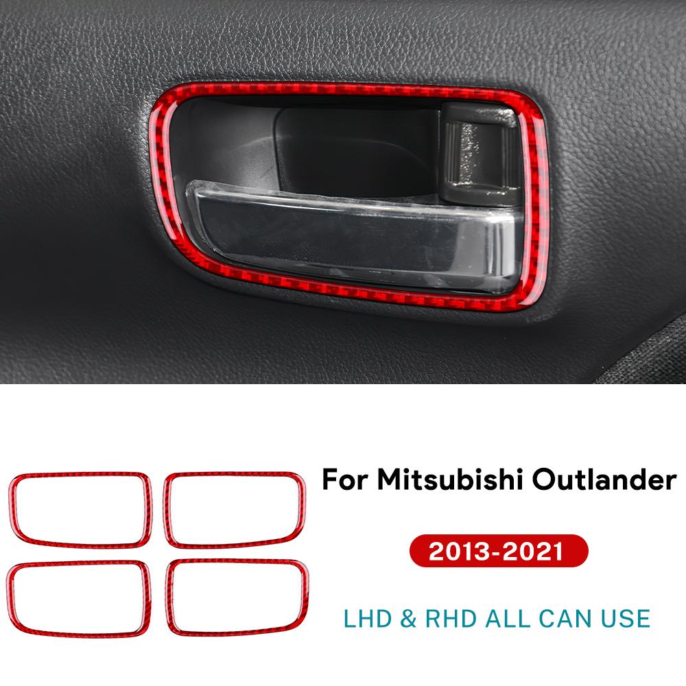 For Mitsubishi Outlander 2013-2018 Real Soft Carbon Fiber Sticker LHD RHD Car Door Inner Handle Frame Accessories