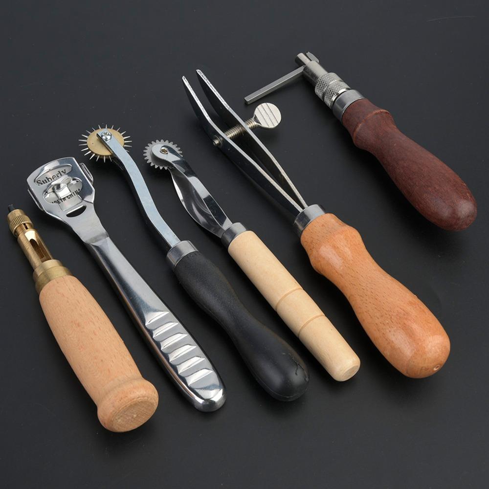 23 pièces Stylet Alène Outils de Perforation pour Artisanat du Cuir Dé à Coudre Inclus Outils de Sculpture Couture Outils de Couture du Cuir Fil Ciré