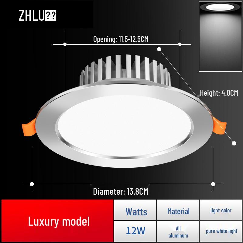 1294-inch Recessed Downlight Ceiling Spotlight for Living Room - 18" Full Aluminum