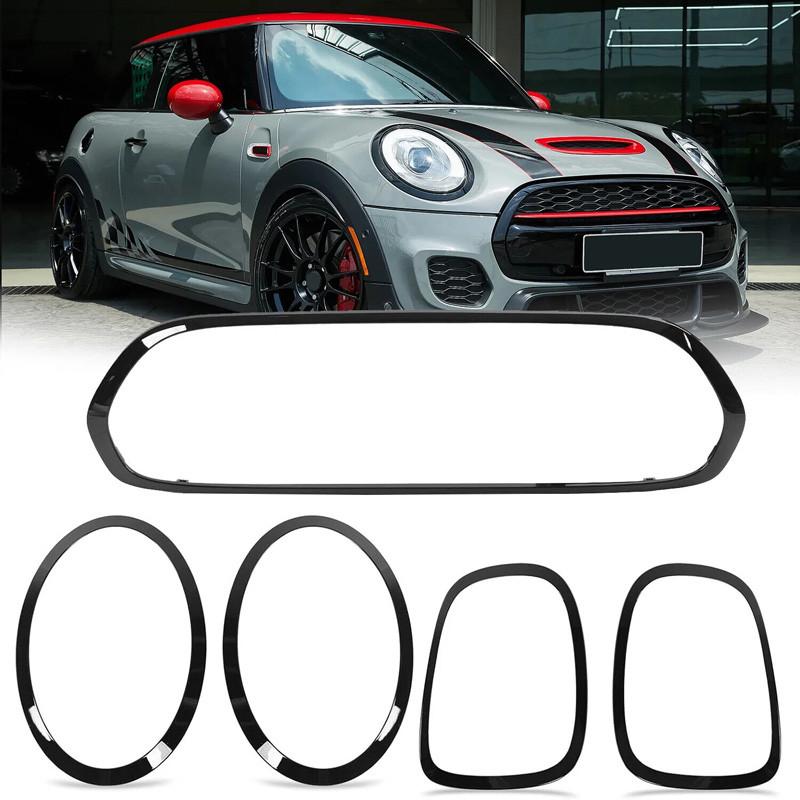 5pcs 51712285495 Front Grille Surround Cover Trim Ring For Mini F55 5 Door Hatchback Cooper S, Cooper SD 2014-2021