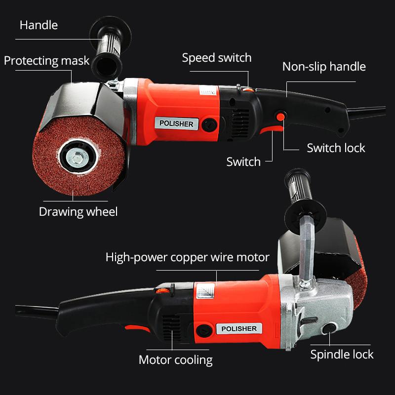 3000 U/min Industrielle Bürstschleifmaschine 1400W Polierdrahtziehmaschine Metall Holz Keramikfliesen Polierer 1400W