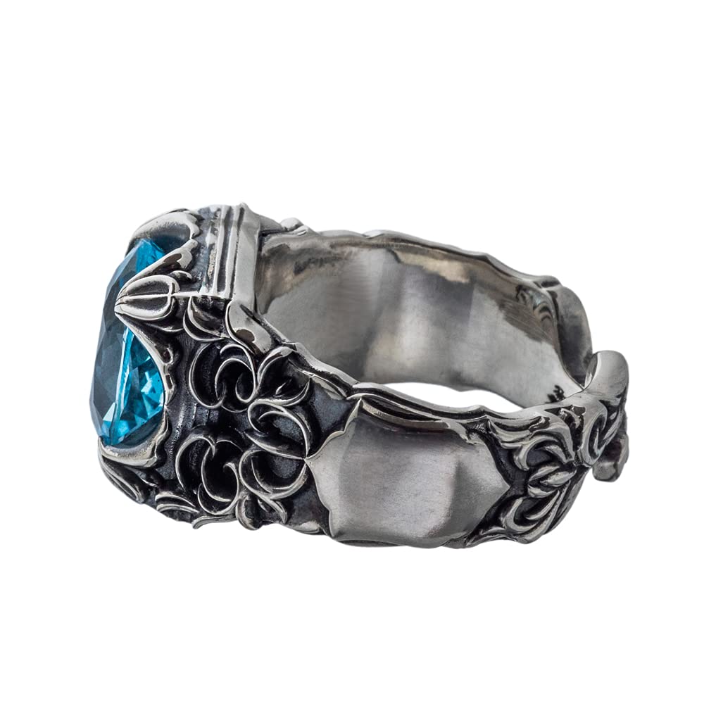 Artemis Classic Poseidon Silver Ring Silver Accessories for Men and Brand Silver 925 Silver Ring with Blue Topaz Ring, ACR0292, Women, Jewelry, Ring,