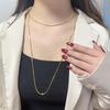 Elegante Catena per Maglione Osso di Serpente Placcata Oro 18K in Acciaio Titanio