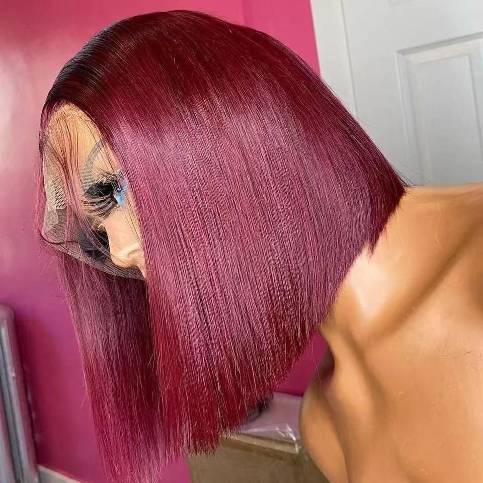 Front lace bob wig African lady short bob one piece short hair