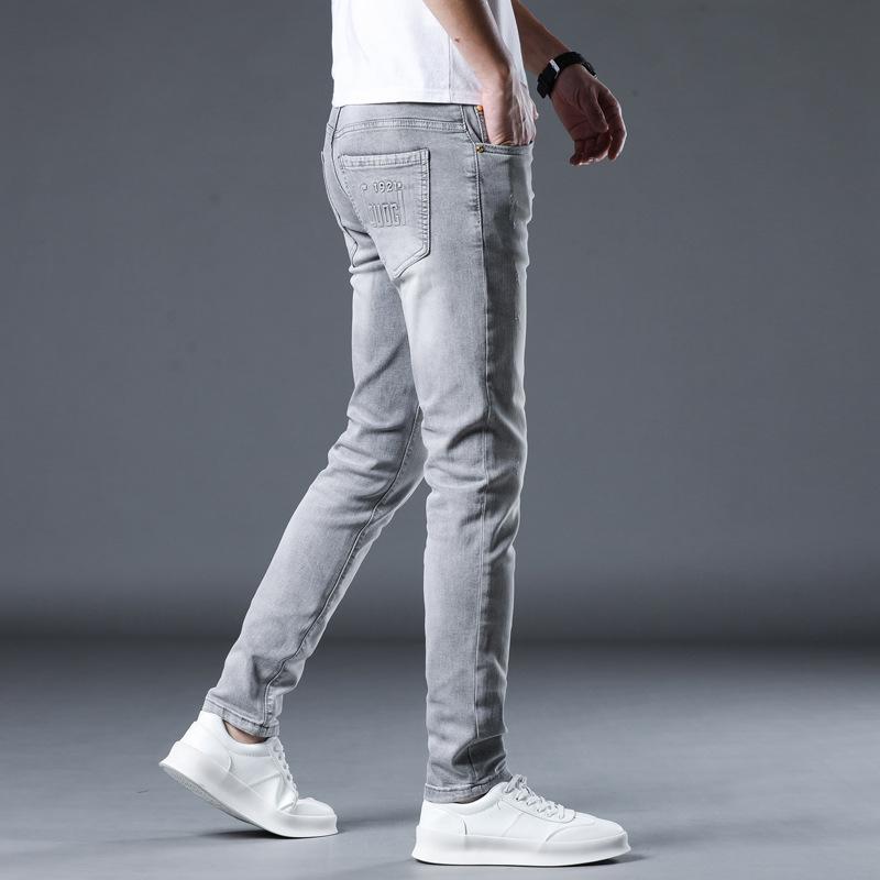 New Summer Jeans Slim Soot Ash Feet Stretch Casual Long Pants for Men