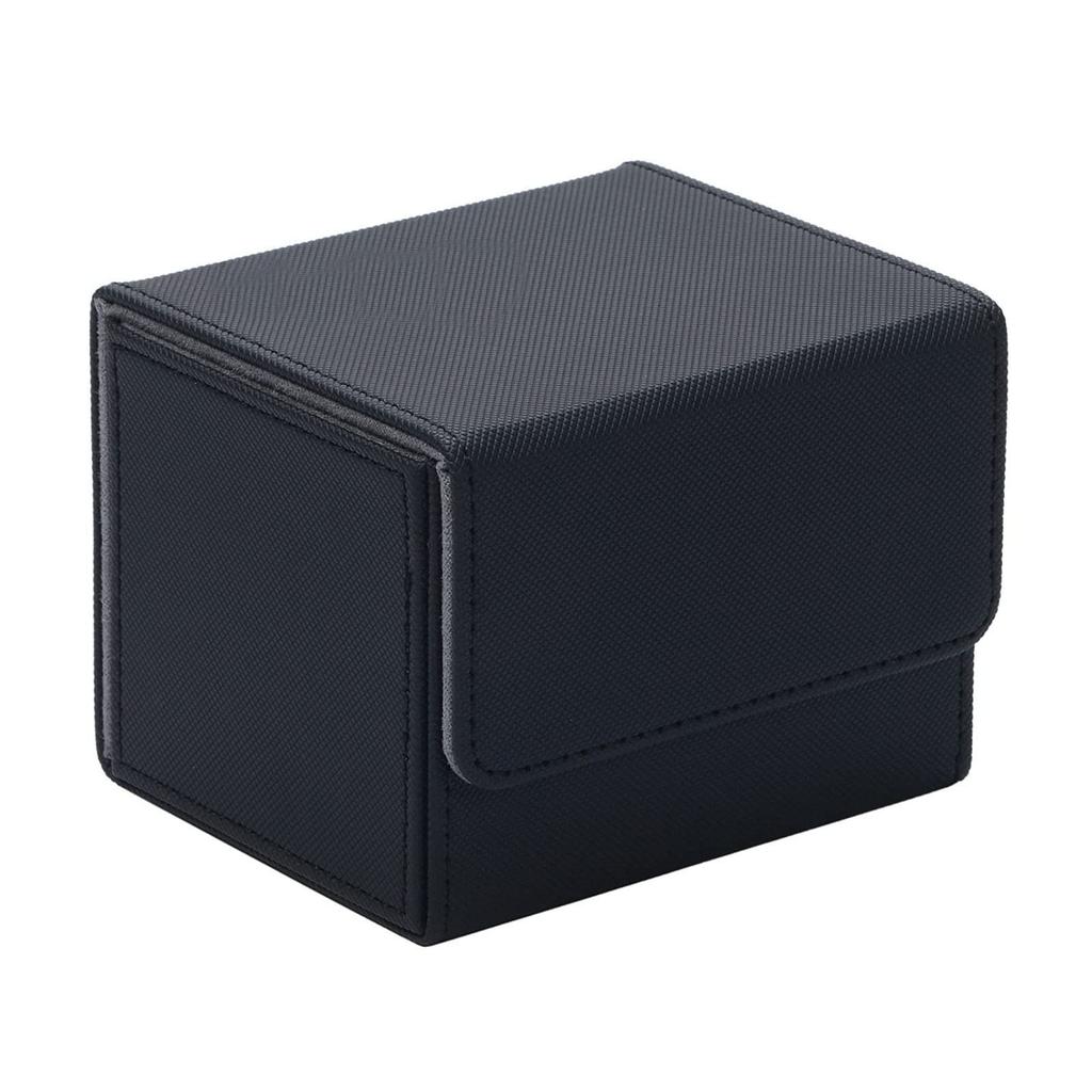 Trading Card Heaven [Holds 140 Cards] Sleeve-Compatible Deck Case, Trading Card Leather Card Case Holder Storage Horizontal Deck Case (Type B) Black
