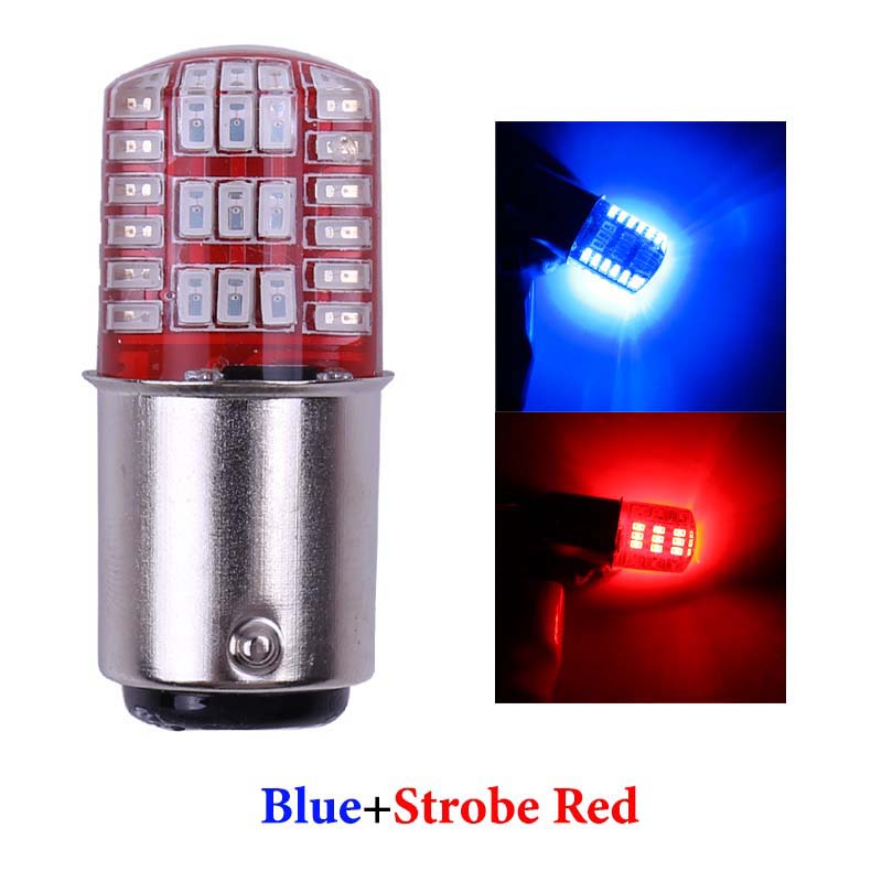 10PCS 1157 Led  BAY15D P21/5W  Double Color Strobe LED 3014 42 LED Flash Light Brake Blink Light Lamp Bulb Red White Blue