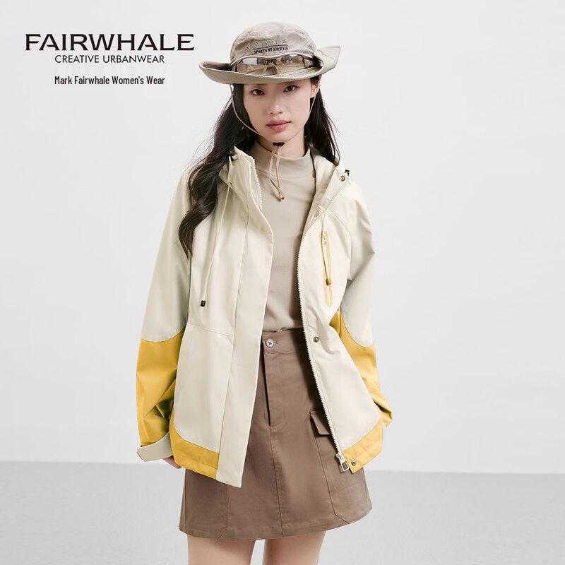 Женская куртка-ветровка Mark Fairwhale 2025 для активного отдыха с капюшоном и цветными блоками