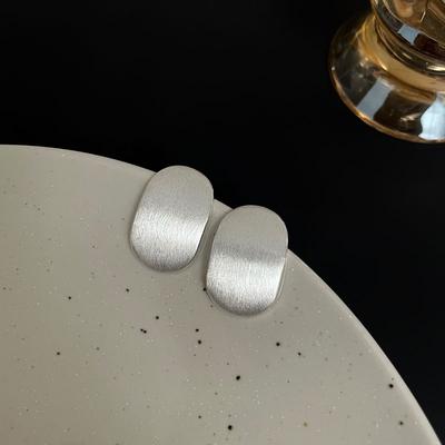 Oval Brushed Earrings Curved Geometric Earrings Exaggerated Style Earrings Unique and Fashionable