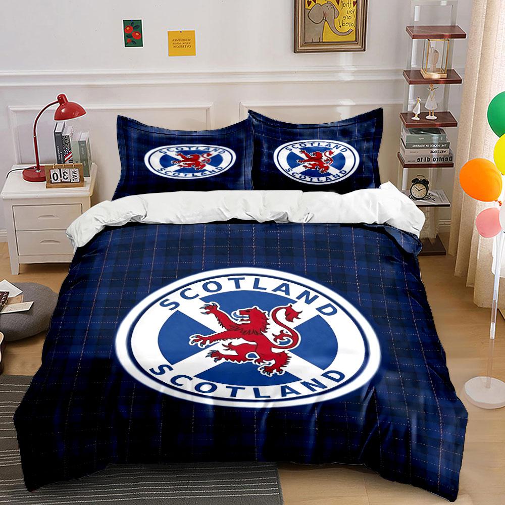 Set Biancheria da Letto Bandiera Scozzese Leone Copripiumino Federe (1 * Copripiumino 2 * Federe, senza piumino)