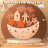 Montessori Toys Wooden Balance Boat Blocks Stacking Tower Games Space Moon Balance Blocks Fine Motor Skill Early Education Toys