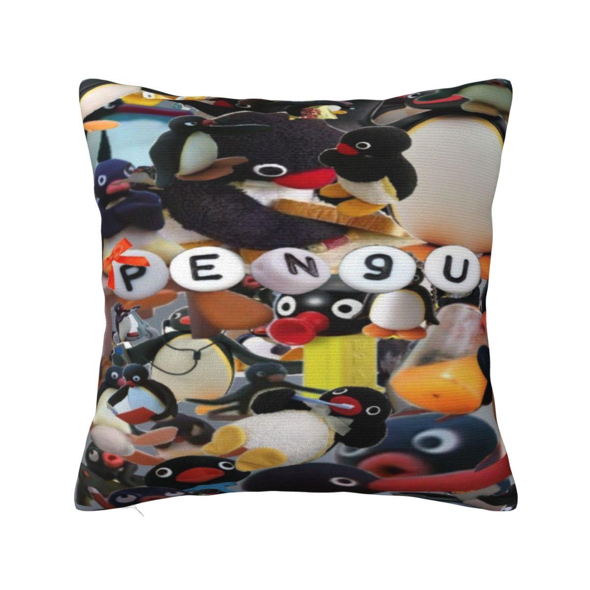 

Pingus Cartoon Penguin Printed Pillowcases Cushion Cover Pillow Covers Soft and Sweet Seat Decor Square Multiple Sizes 12x12Inch