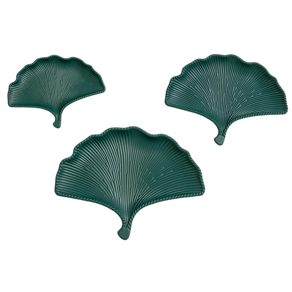 3 Pieces Ginkgo Leaf Dessert Plate Party Display Plate Rustic Decorative Tableware Luxury Decorative Snack Dish for Fall Harvest