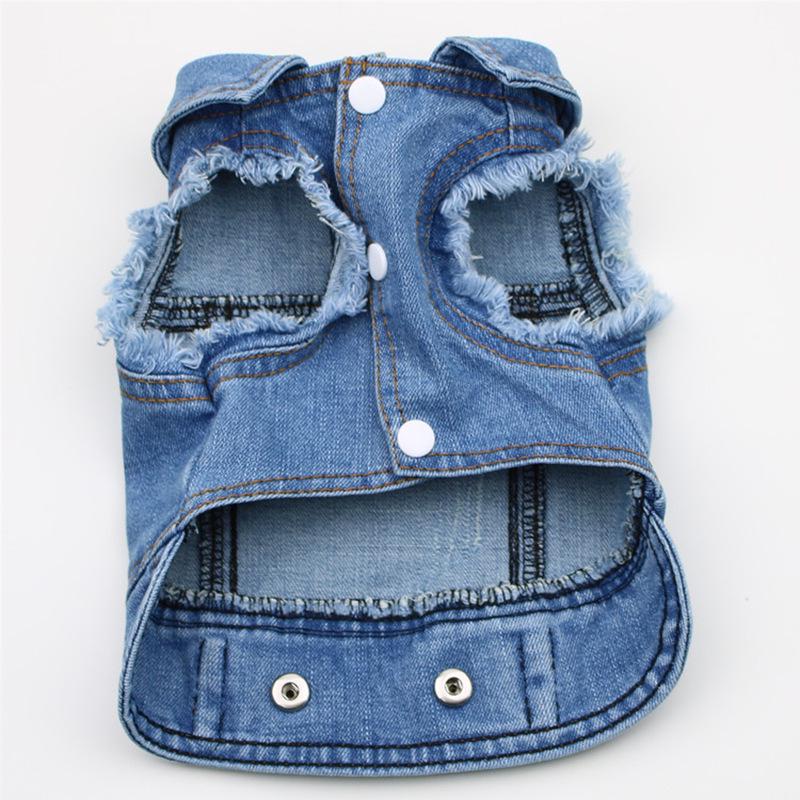 Vintage Distressed Denim Vest for Dogs: Teddy, Poodle & Bichon Frise - Stylish Spring/Autumn Pet Tank