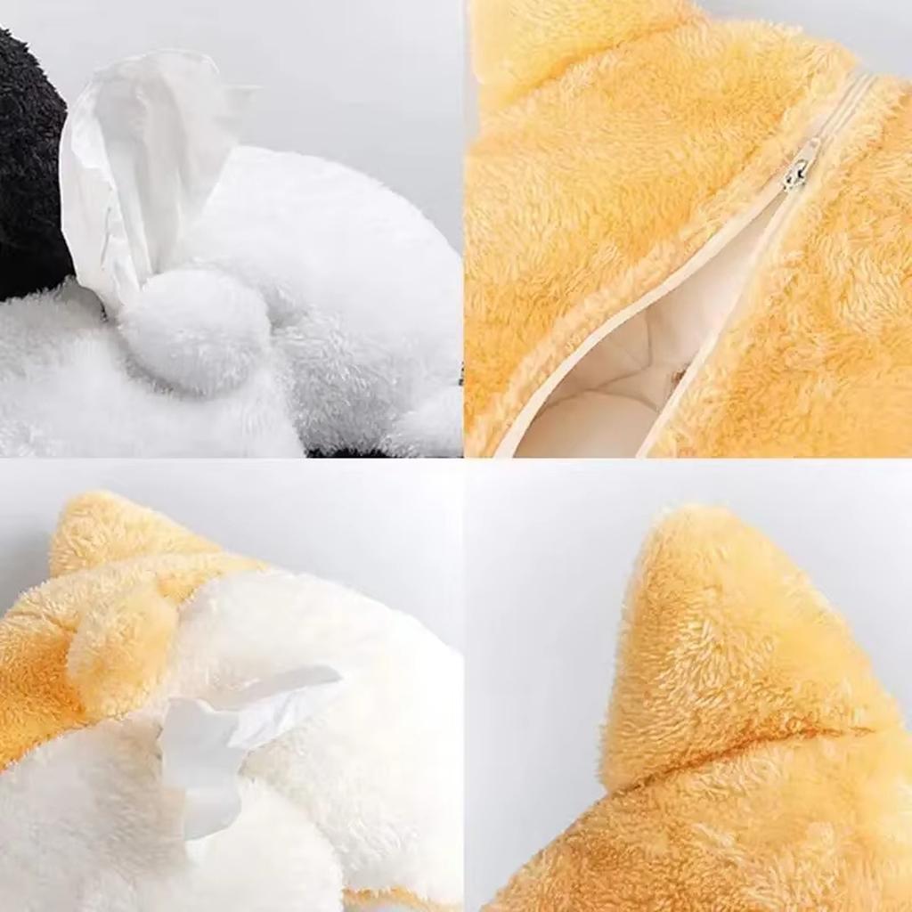 Plush Tissue Holder For Car Cartoon Multifunctional Tissue Cover Corgi Armrest Paper Container Plush Doll Decor Tissue Holder