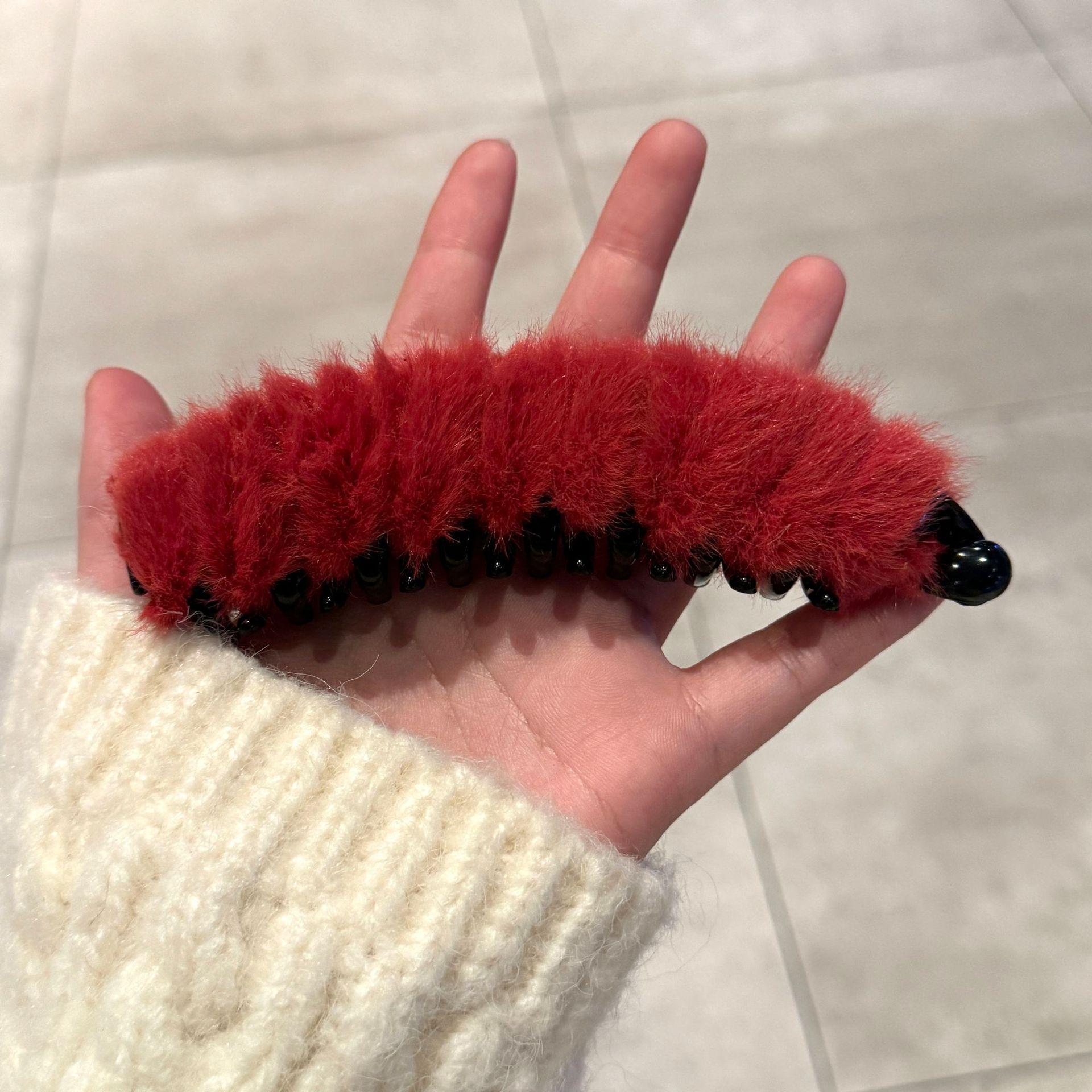 High-End Furry Banana Hair Clip for Women - Autumn/Winter Large Claw Back Clip Accessory
