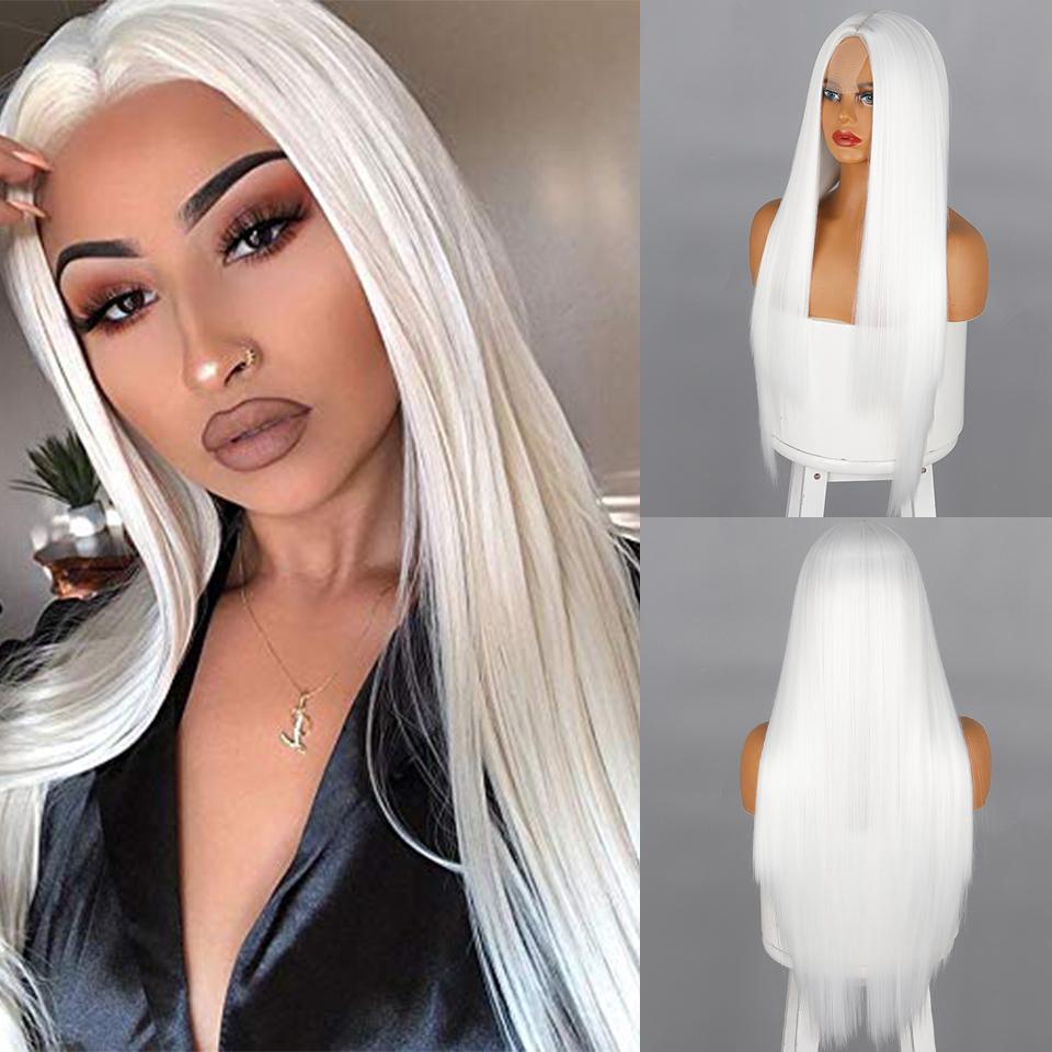 MERISIHAIR Moda feminina longa reta ombre vinho tinto peruca sem franja peruca dianteira do laço de fibra sintética peruca reta para mulher