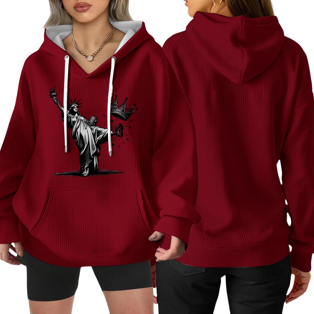 Women's Fashion Casual Long Sleeve Loose Printed Pullover Sports Long Sleeve Sweatshirt