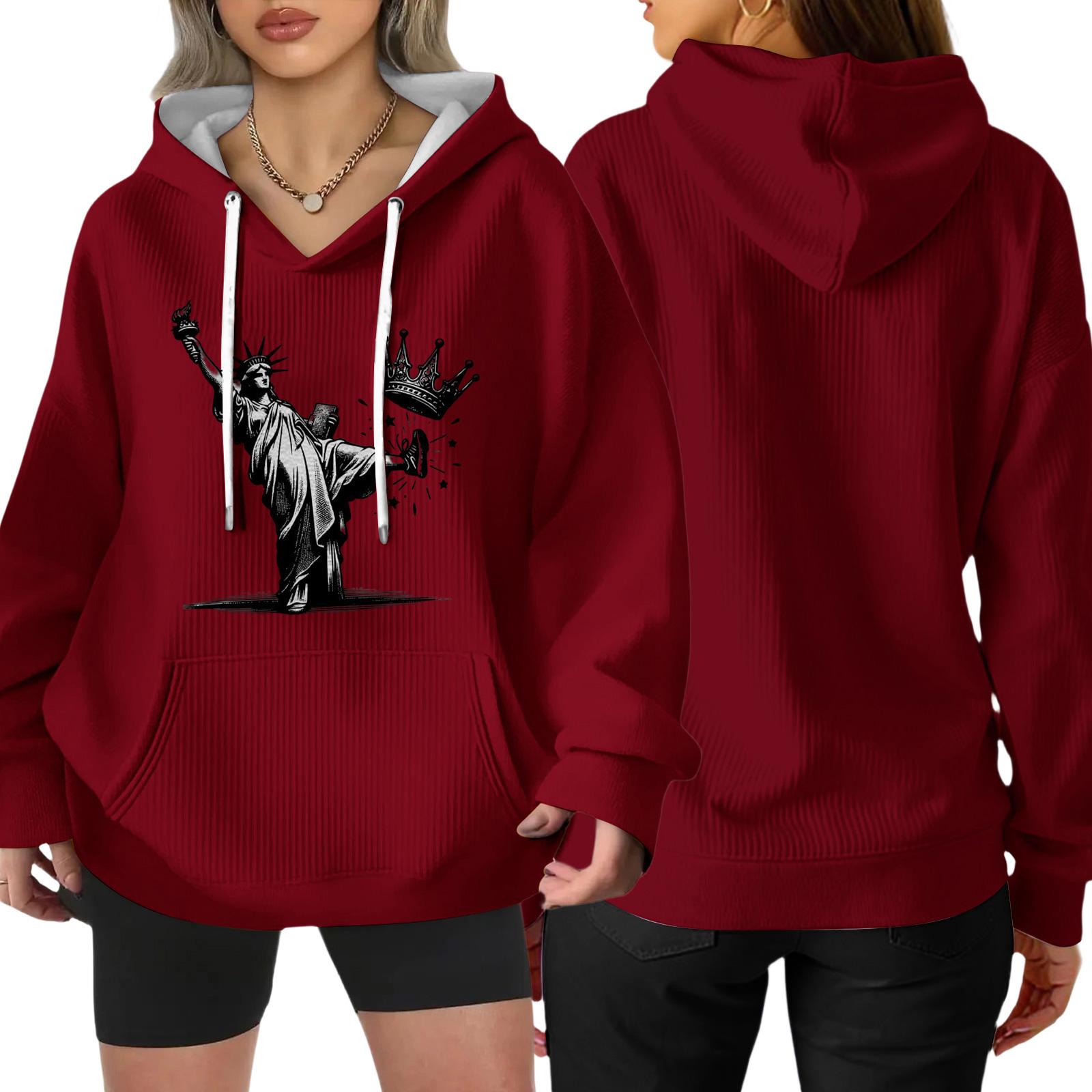 

Женская мода повседневный пуловер с длинным рукавом свободного кроя с принтом спортивная толстовка с длинным рукавом XXL