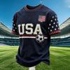 Men's Casual V-Neck Short Sleeve T-Shirt with USA Letter Print, Mexico Themed