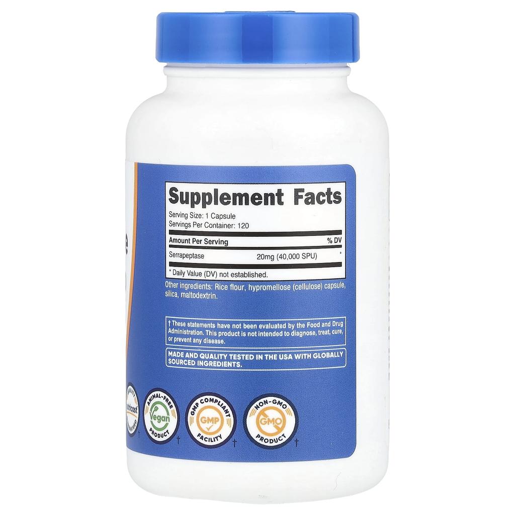 Serrapeptase, 20Mg (40,000Spu), 120 Capsules