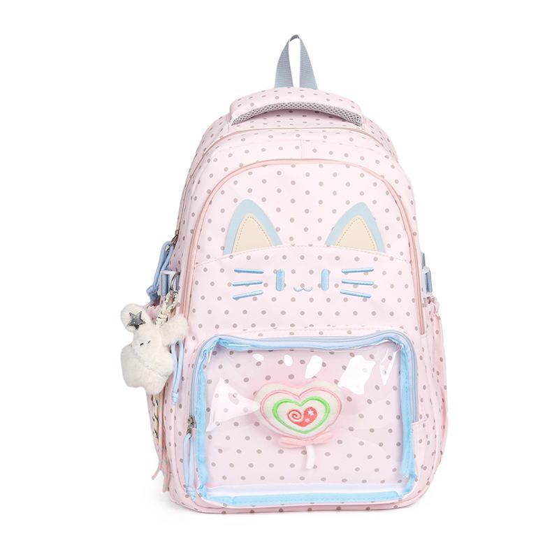 Schoolbag versatile literary new contrasting colors cute ladies backpack transparent window ins large capacity two-dimensional light schoolbag