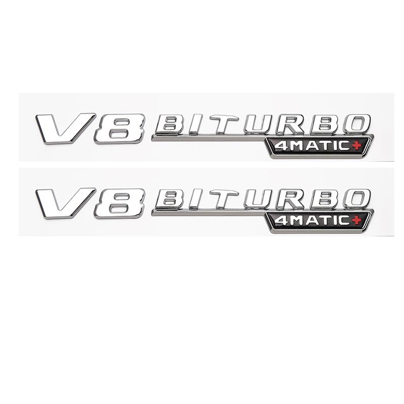 Letter Emblem for Mercedes Benz AMG V12BITURBO V8 BITURBO 4MATIC+ Car Styling Fender Logo Sticker Chrome Black Red