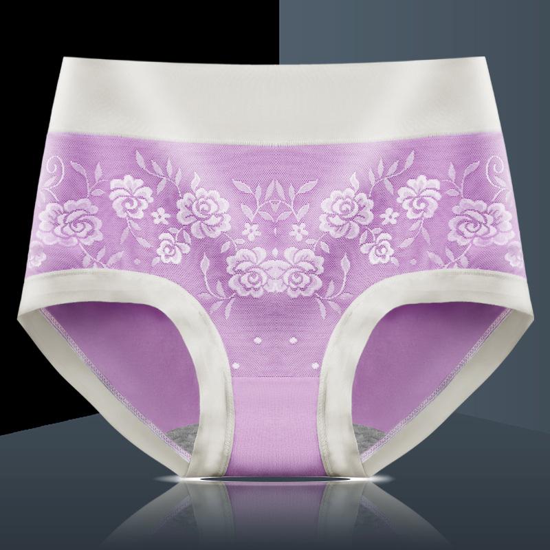 Mittlere Taille, große Größe, bequeme Damenunterwäsche, atmungsaktiv, antibakteriell, reine Baumwolle, sexy Spitzen-Slip für Frauen