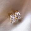 Korean Retro Square Crystal Ear Cuffs: 2024 Trendy High-End Luxury Earrings for Women