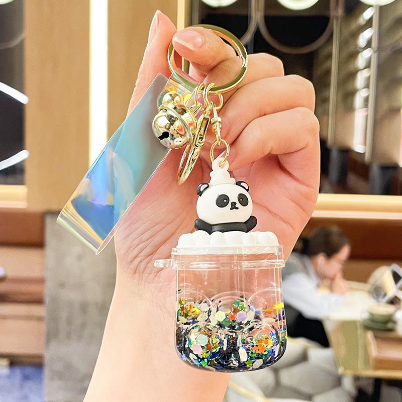Refillable Sanrio Luminous Glitter Bubble Bead Keychain Pendant - Trendy Women's Bag Charm