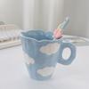 320ML Blue Cloud Hand Pinch Mug, Underglaze Color Ceramic Milk Coffee Cup, Office Drinking Ceramic Couple Breakfast Student Gift