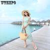 WTEMPO Damen Sommer V-Ausschnitt Kleid Strandkleid mit Seebad-Urlaubsprint Böhmisches Taillenkleid Temperamentvolles Lockeres Blumenkleid Feenkleid