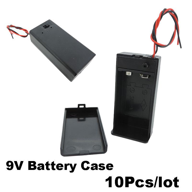 10pcs/lot 9V Battery Holder Box With Wire Lead ON/OFF Switch Cover Case 2pin wire for PP3 Box For DIY Power Supply Dock Holder