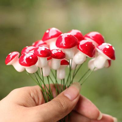 10 Pcs Mini Red Mushroom Micro Fairy Garden Decor Ornament Bonsai DIY Craft Fashion