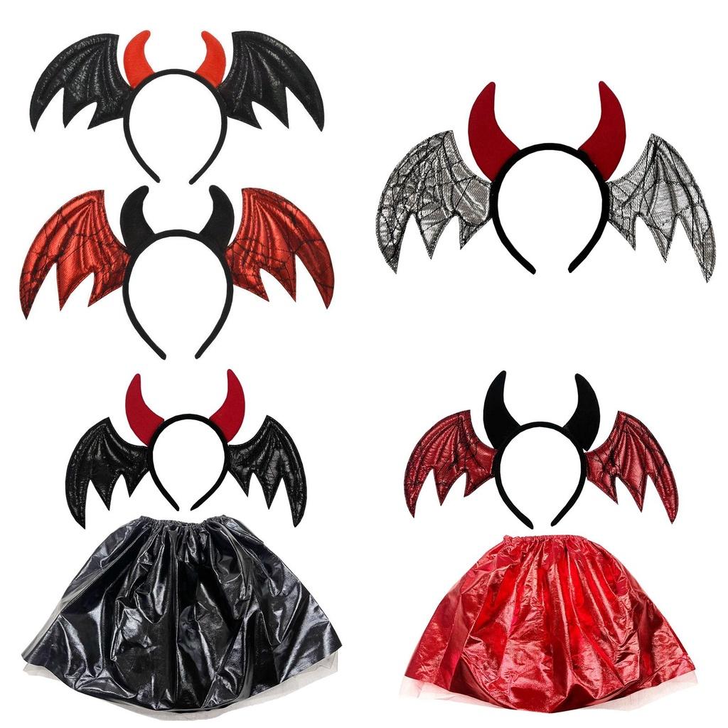 Halloween Bat Headband With Bizarre Animal Wings And Demon Skirt Costume