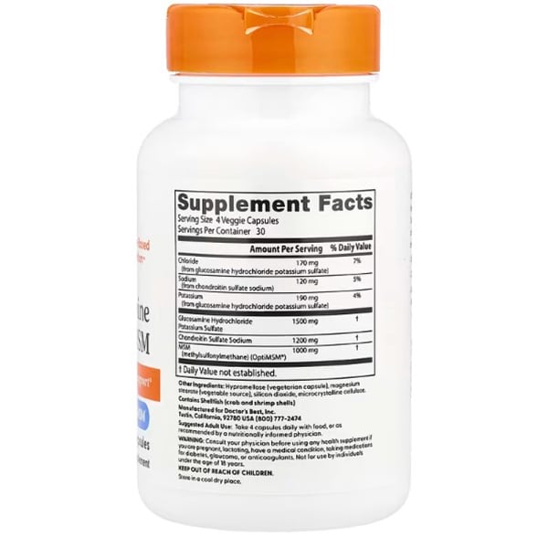 Glucosamine Chondroitin MSM, Glucosamine Chondroitin with OptiMSM, Doctor's Best 240 Caps (03327001)