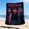1pc Warning Band Outdoor Flannel Throw Blanket Soft, Cozy, Warm All Season, Machine Washable,