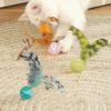 Interactive Cat Toys For Indoor Cats 5 Pieces Interactive Cat Bouncy Ball Set With Feathers Safe Funny Pet Teething Toys For